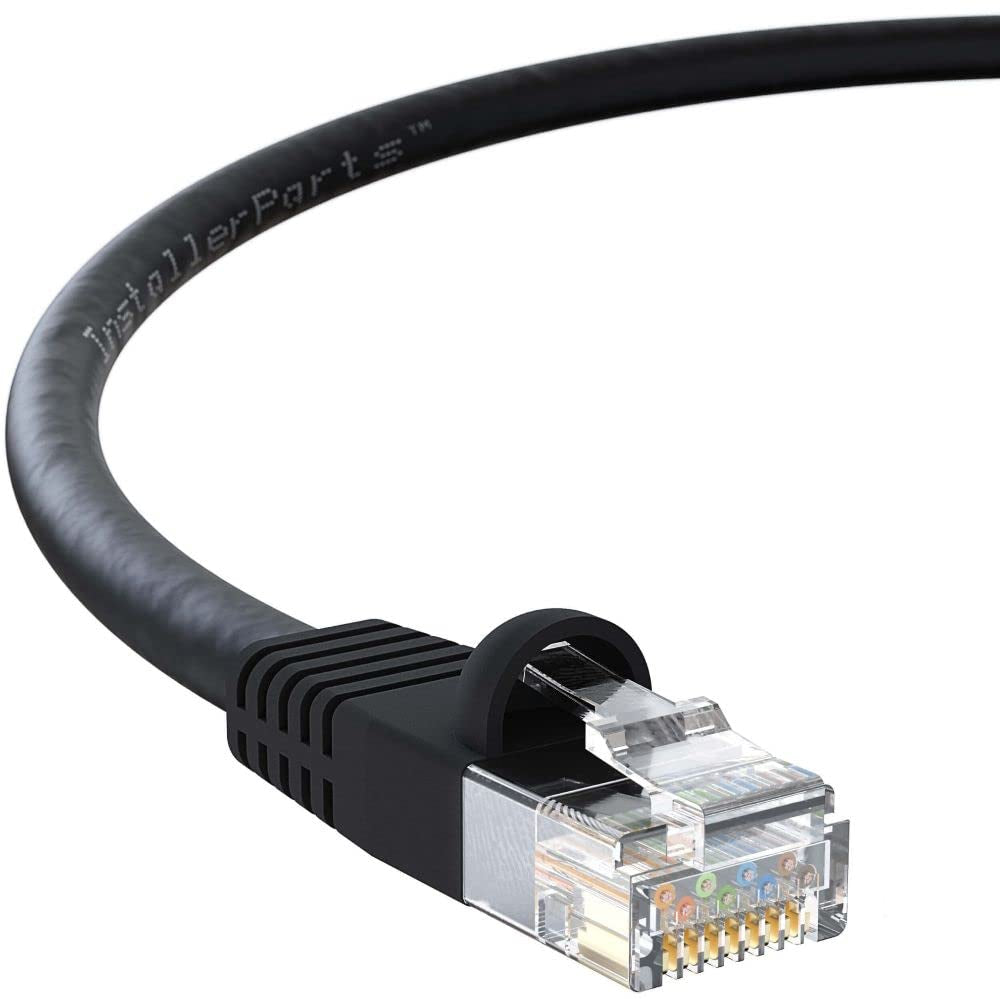 (10 Pack Ethernet Cable CAT5E Cable UTP Booted 20 FT - Black - Professional Series - 1Gigabit/Sec Network/Internet Cable, 350MHZ