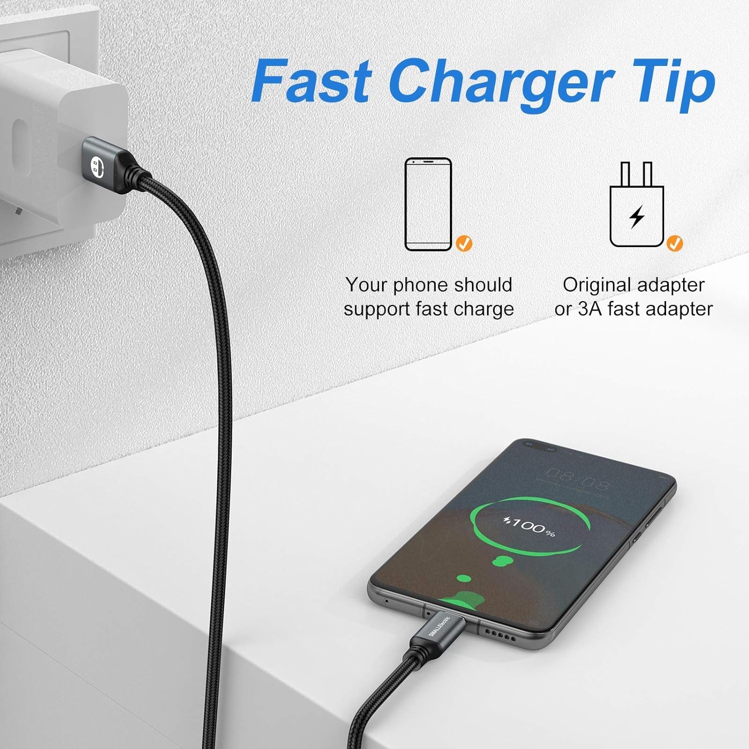 USB Type-C to a Cable 5Pack 6Ft Braided Fast Charging 3A Quick Charger Cord, 6 Foot Compatible Iphone 16/15,Samsung Galaxy S10 S9 S8 Plus, Note 10 9 8, LG V50 V40 G8 G7(Grey)