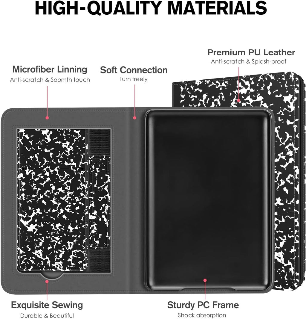 Stand Case for 6.8" Kindle Paperwhite 11Th Generation 2021 and Kindle Paperwhite Signature Edition, Premium PU Leather Cover with Auto Wake/Sleep, Milk Notebook