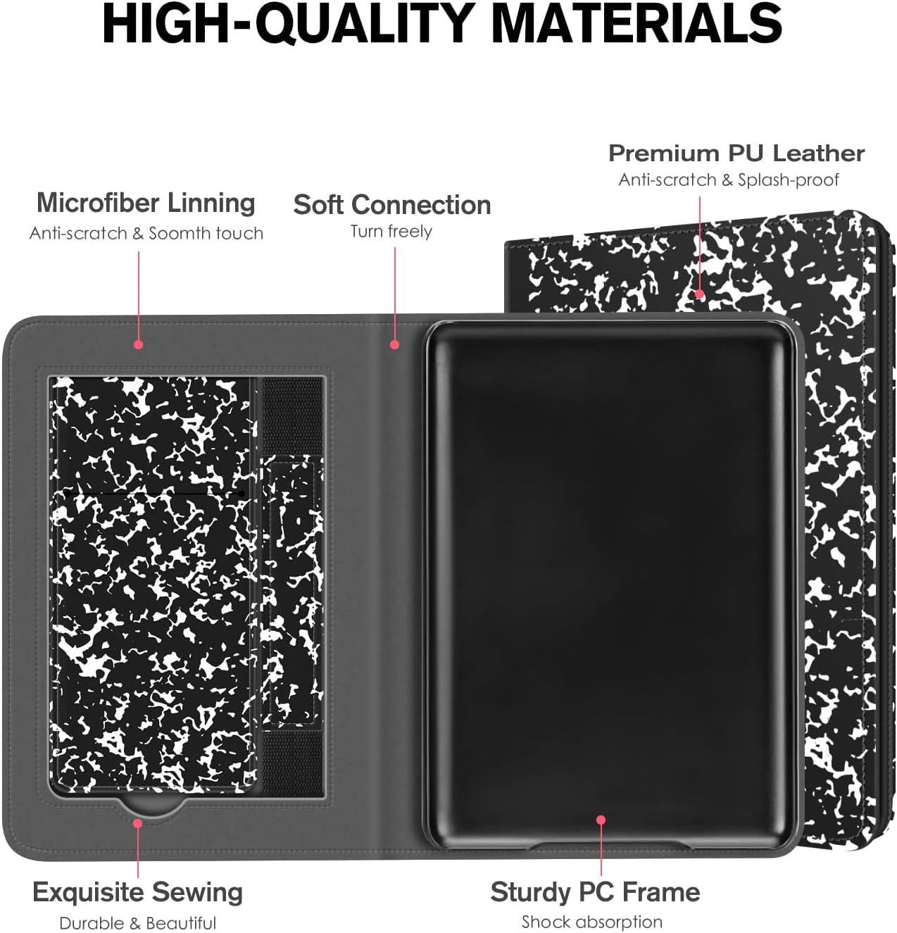 Stand Case for 6.8" Kindle Paperwhite 11Th Generation 2021 and Kindle Paperwhite Signature Edition, Premium PU Leather Cover with Auto Wake/Sleep, Milk Notebook