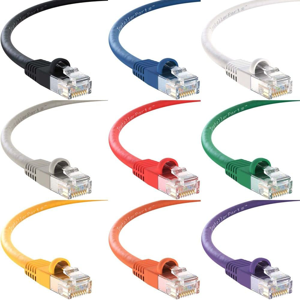(10 Pack Ethernet Cable CAT5E Cable UTP Booted 20 FT - Black - Professional Series - 1Gigabit/Sec Network/Internet Cable, 350MHZ