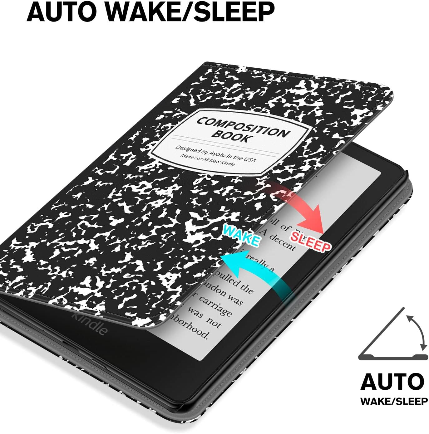 Stand Case for 6.8" Kindle Paperwhite 11Th Generation 2021 and Kindle Paperwhite Signature Edition, Premium PU Leather Cover with Auto Wake/Sleep, Milk Notebook